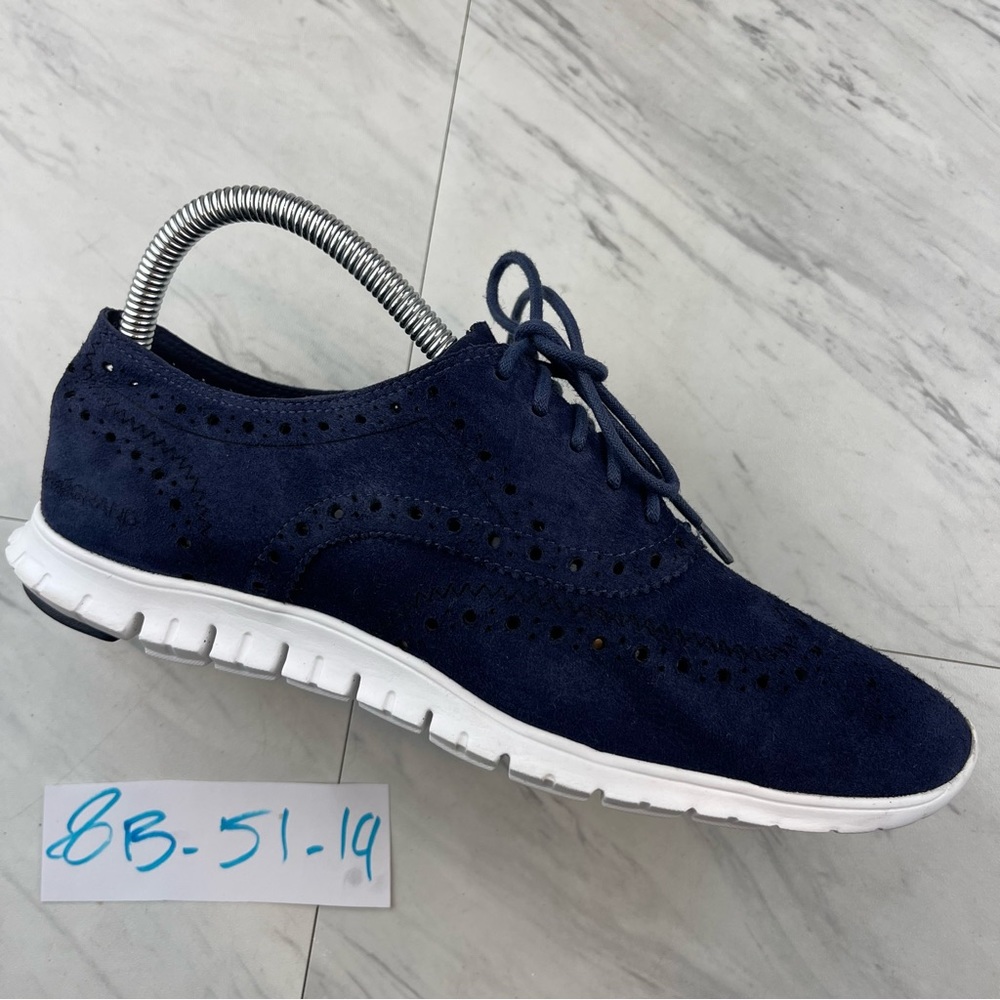 Cole Haan Zerogrand Shoes Women's size 8 B Wing tip Blazer Blue Suede D44805